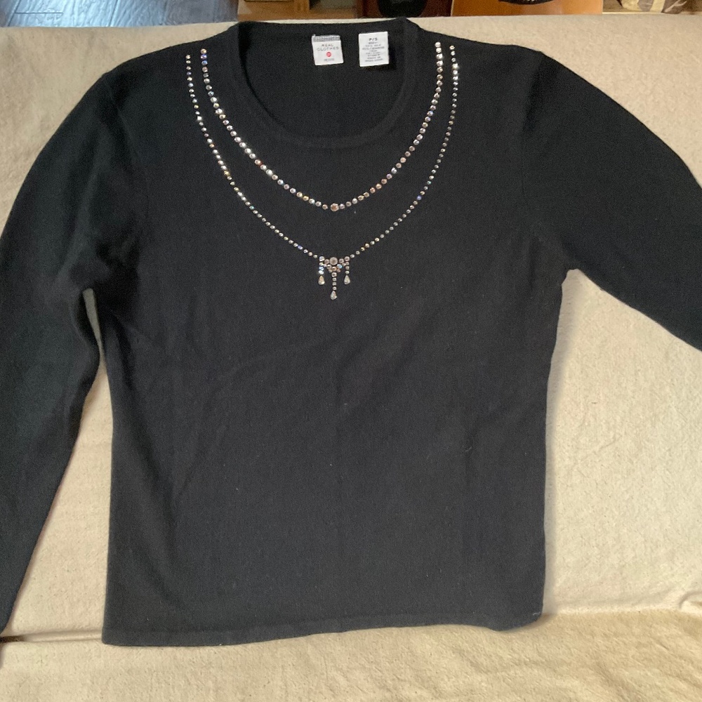 Black jeweled sweater